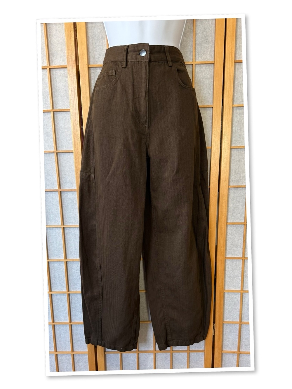 Zara High-Rise Barrel Leg Pants - Picture 2 of 12